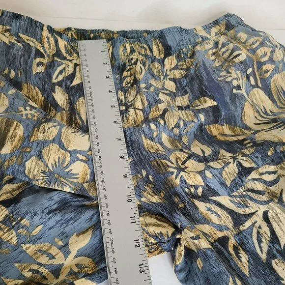 SPEEDO Men’s Sz SM Board Shorts Swim Trunks Blue Beige Flowers Hawaiian Hibiscus - Picture 11 of 11